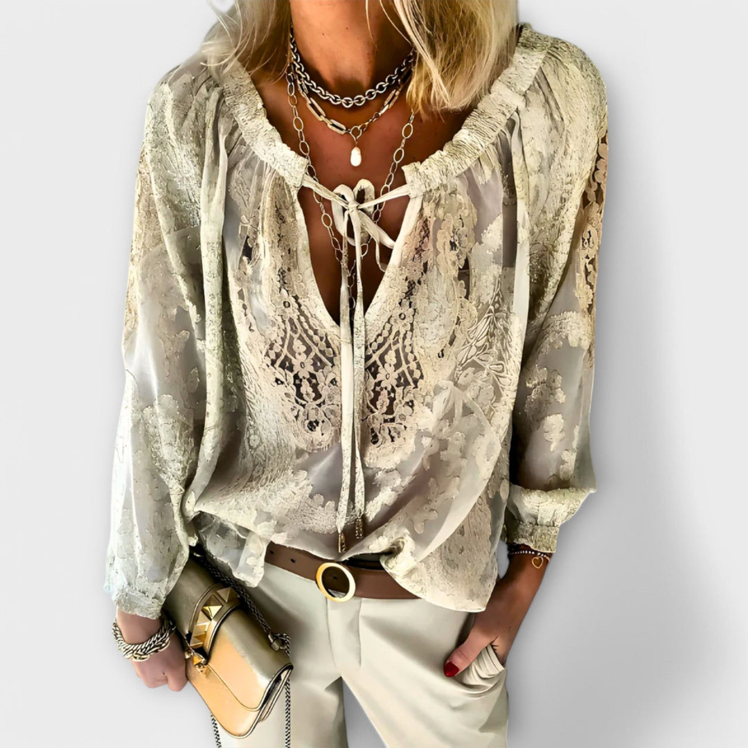Women's Lace V-Neck Boho Blouse