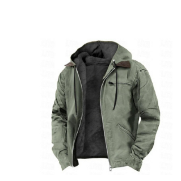 Hooded Jacket with Classic Cut and Zip Closure for Men
