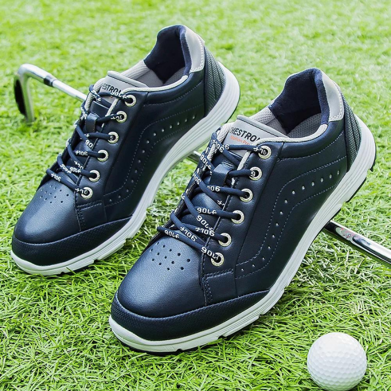 Golf Shoes with Integrated Spikes and Athletic Design for Men