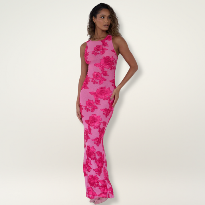 Women's Pink Floral Maxi Dress
