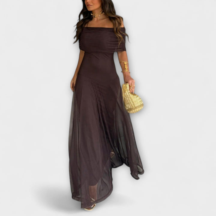 One-Shoulder Mesh Maxi Dress for Women
