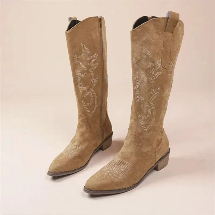 Tall Western Boots with Decorative Stitching for Women