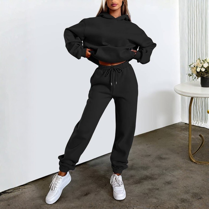 Winter Tracksuit Set with Matching Top and Jogger Pants for Women