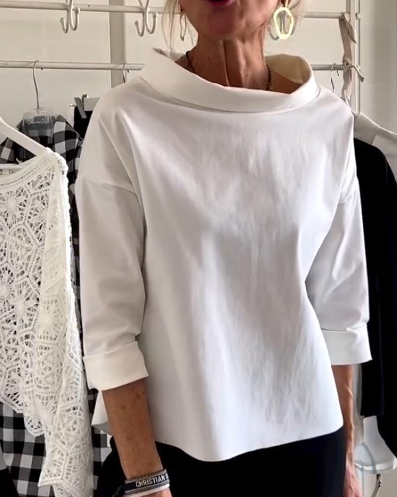 Women's Elegant Blouse | Versatile High Collar Design-1