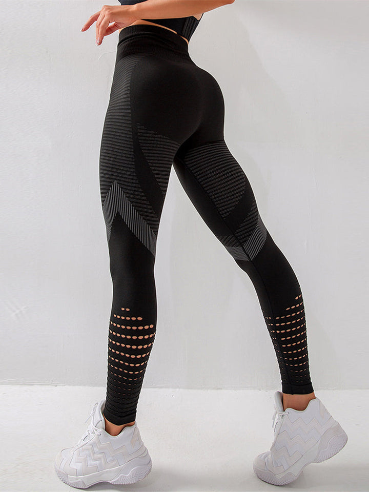 High Waist Open Detail Leggings with Full Length Cut for Women