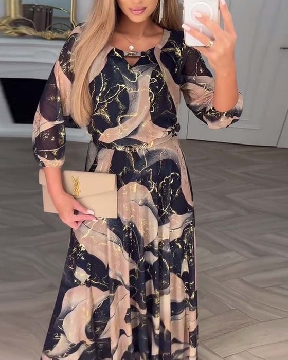 Women's Printed Chiffon Flow Maxi Dress