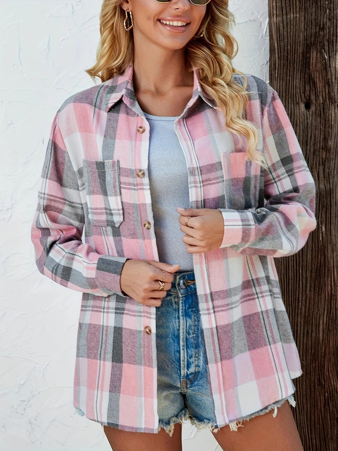 Women's Oversized Plaid Flannel Shirt
