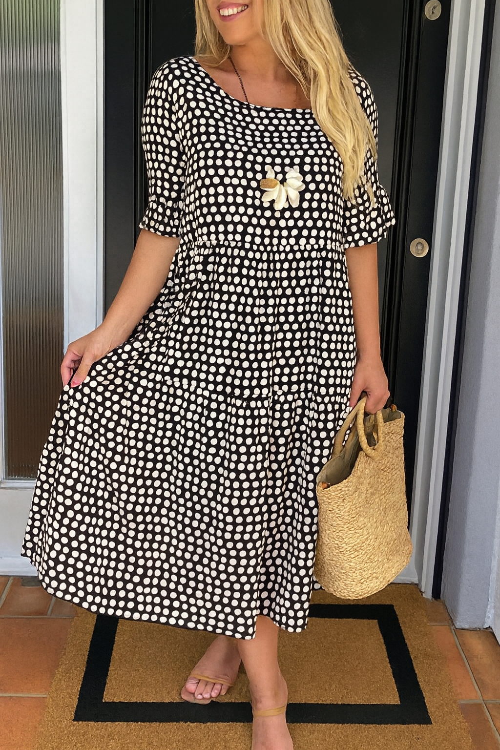 Women's Relaxed Short Sleeve Midi Dress