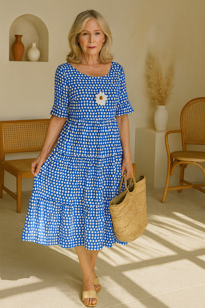Women's Relaxed Short Sleeve Midi Dress