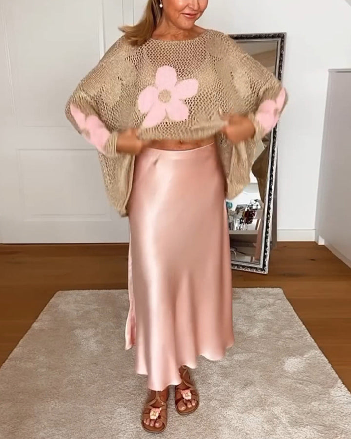 Women's Floral Crochet Long Sleeve Top