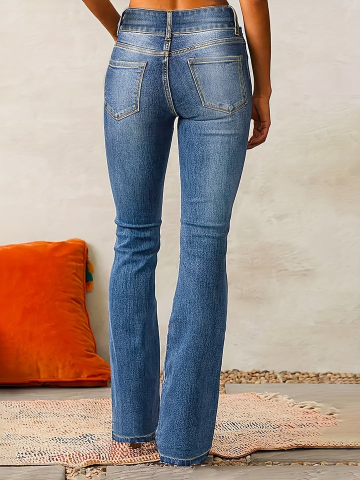 High Waist Flared Jeans with Wide Leg Shape for Women