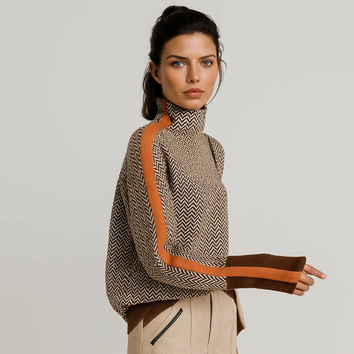 Cardigan High Neck Striped Design for Women