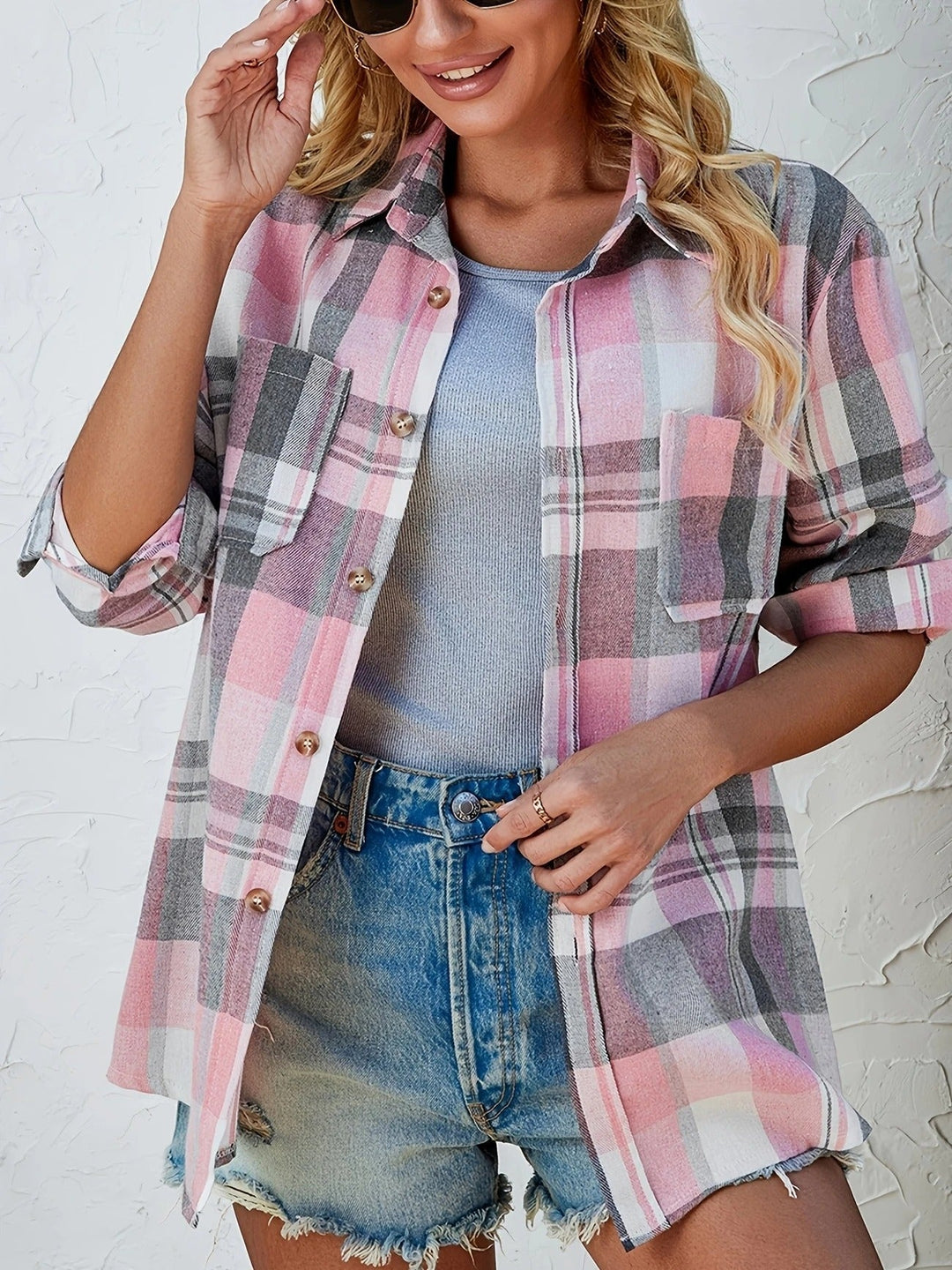 Women's Oversized Plaid Flannel Shirt
