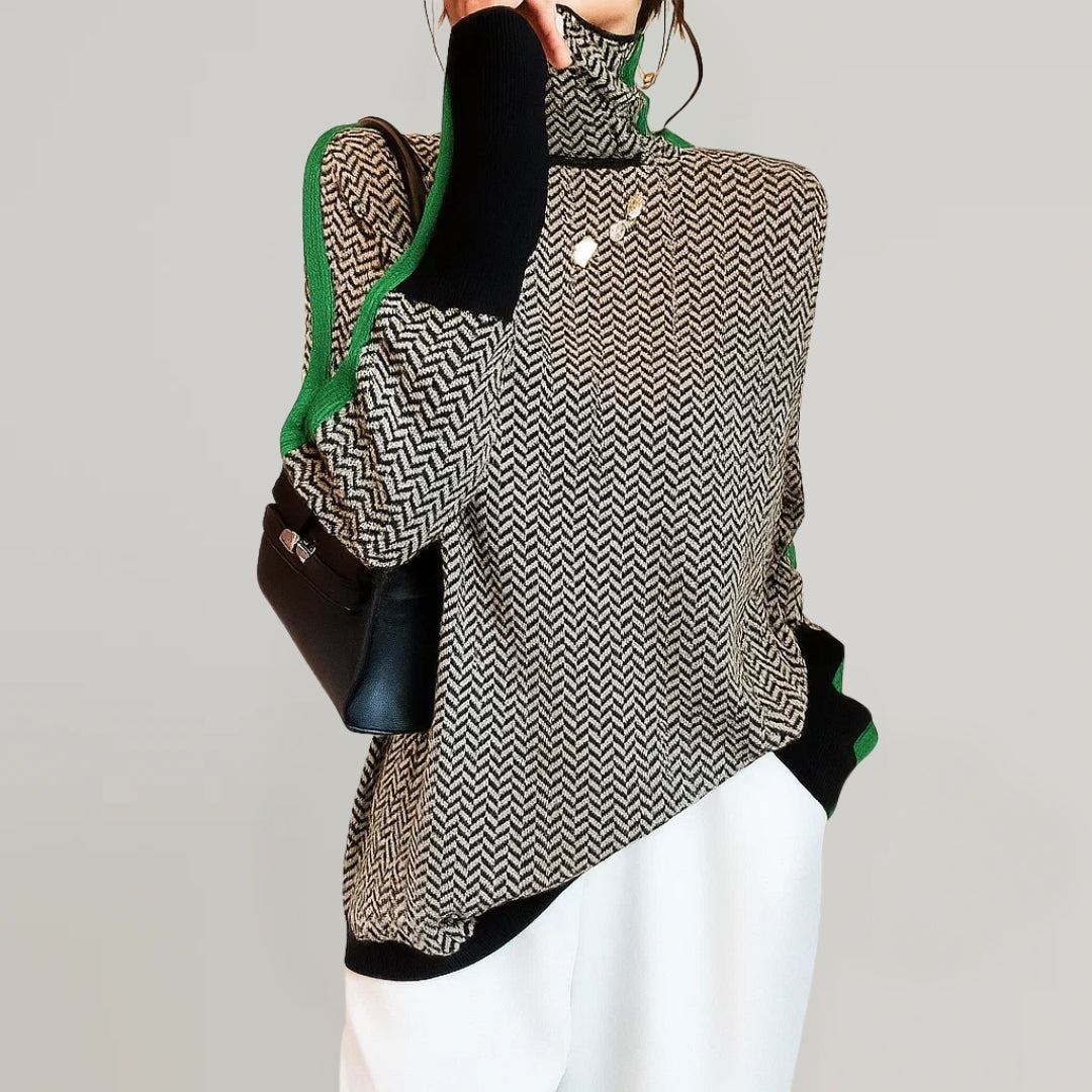 Cardigan High Neck Striped Design for Women