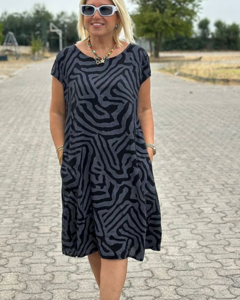 Women's Round Neck Summer Midi Dress