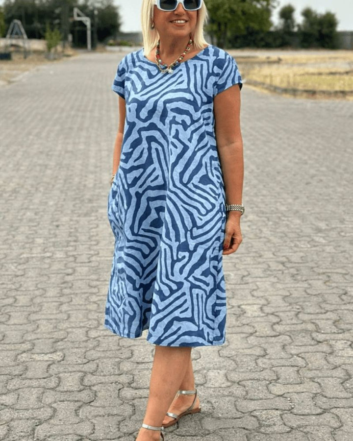 Women's Round Neck Summer Midi Dress