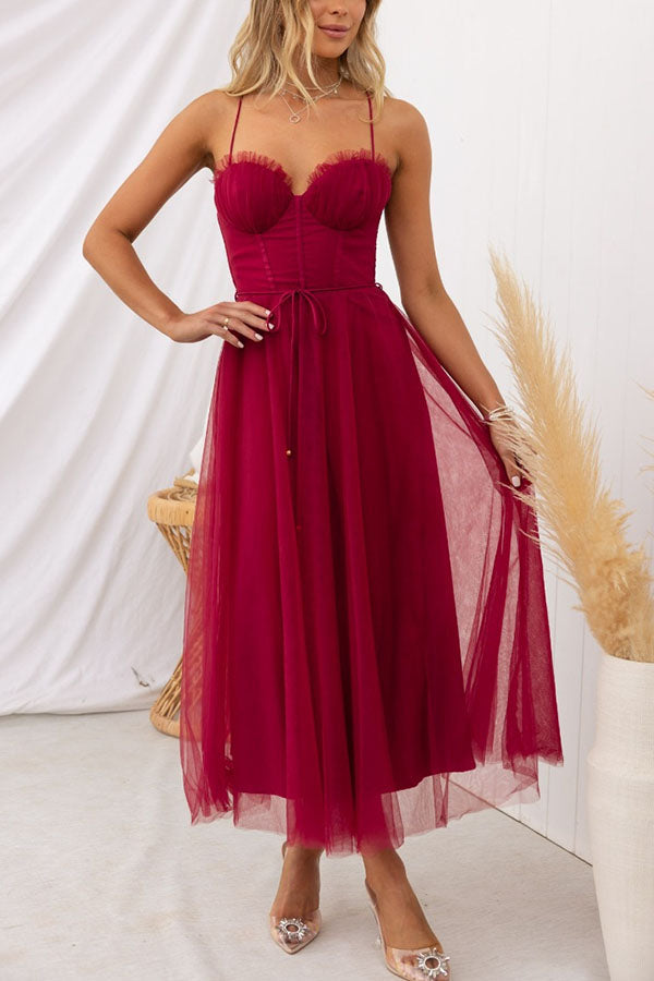 Florence | Wedding Guest Midi Dress Corset Tulle Skirt