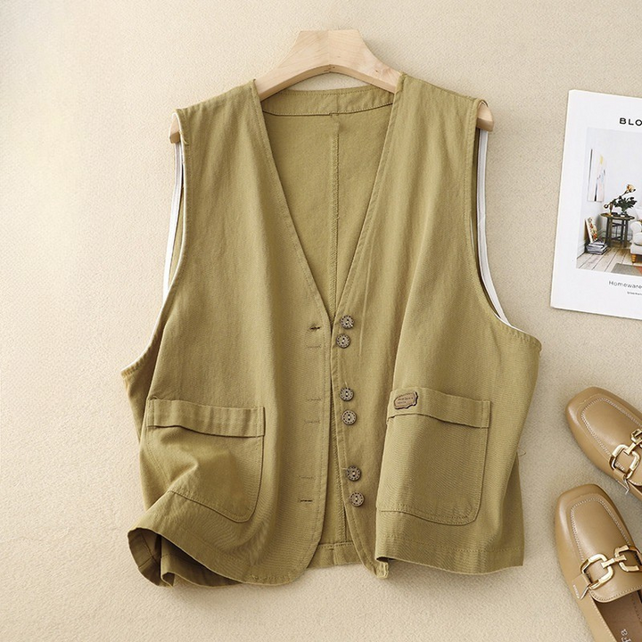Women's Relaxed Button Front Vest