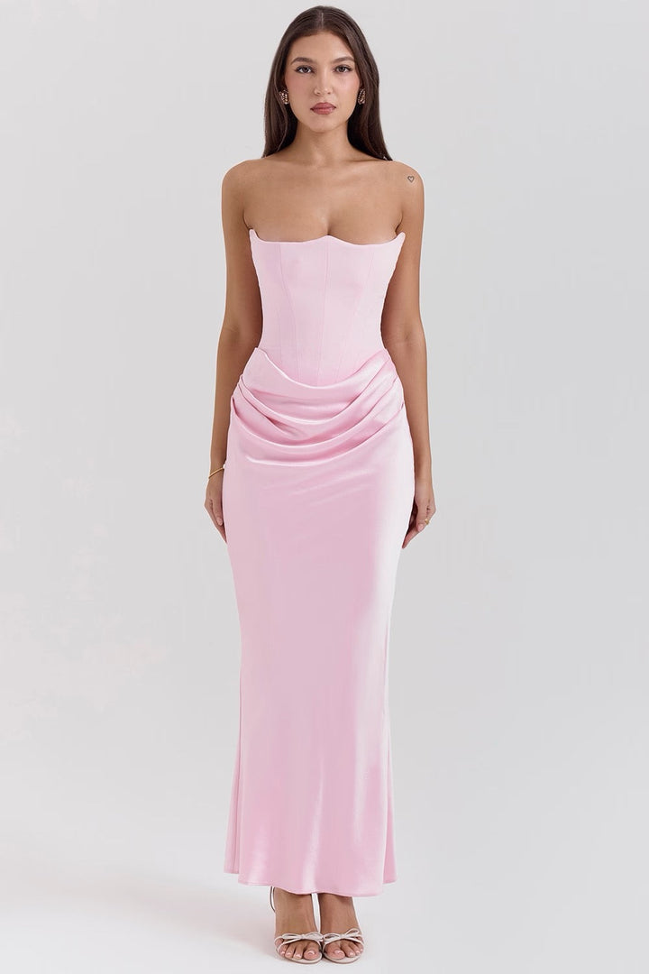 Women's Strapless Lace Wedding Maxi Dress