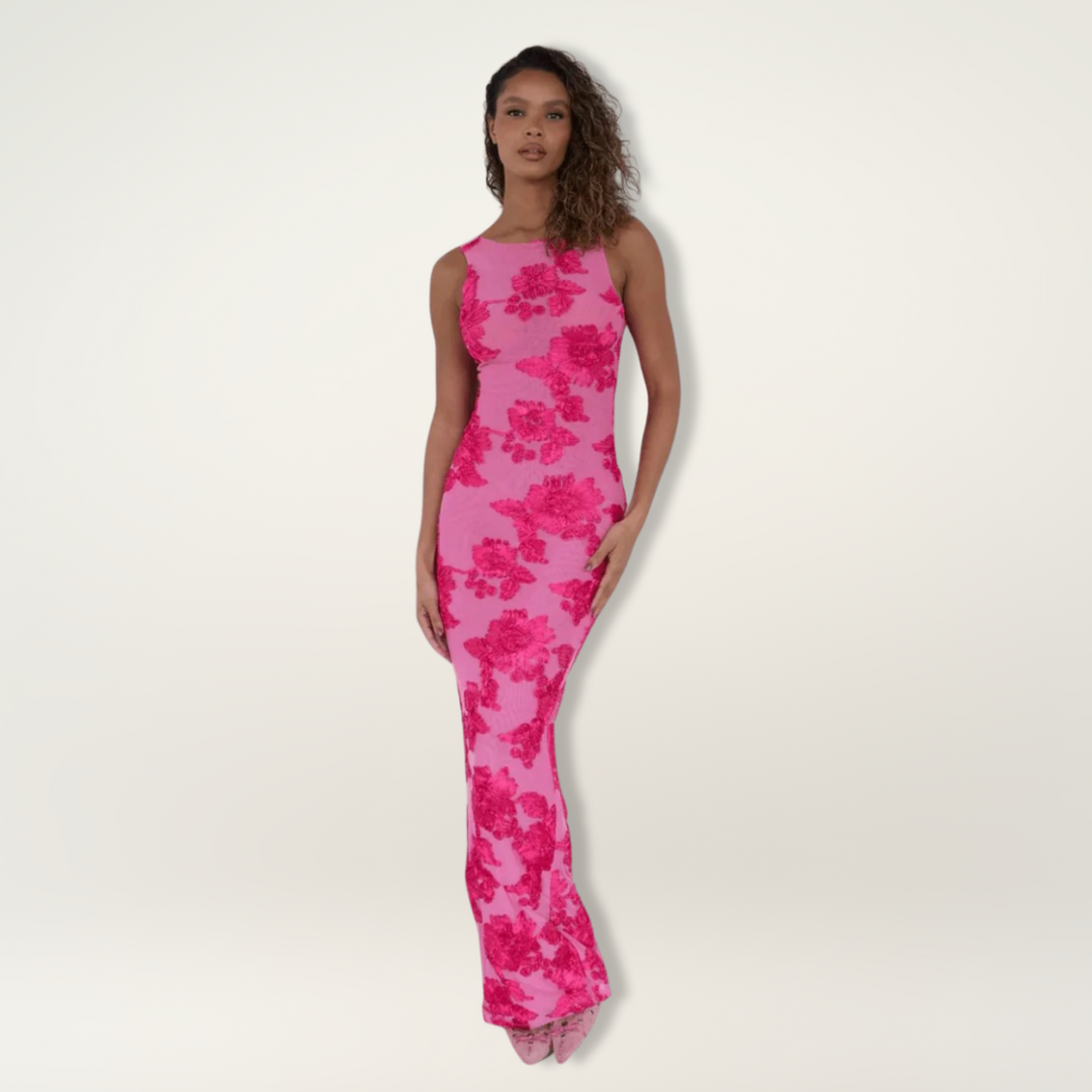 Women's Pink Floral Maxi Dress