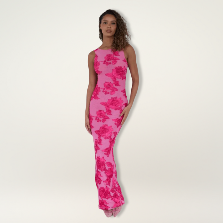 Women's Pink Floral Maxi Dress