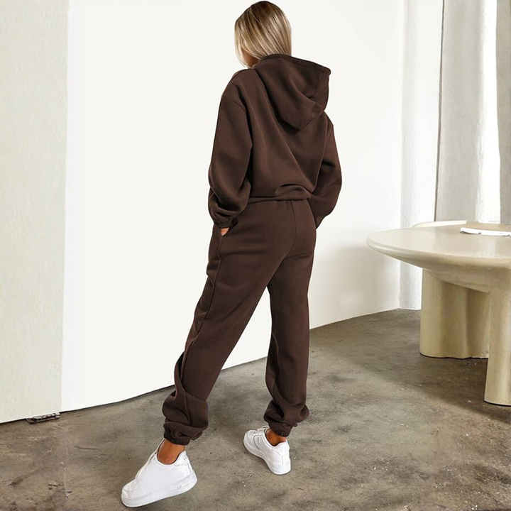 Winter Tracksuit Set with Matching Top and Jogger Pants for Women