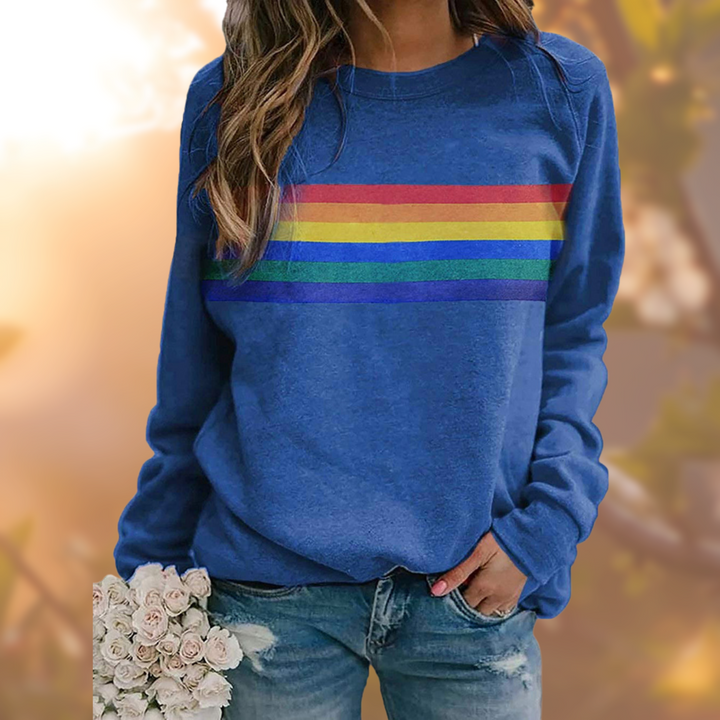 Retro Rainbow Sweatshirt for Women | Cozy and Colorful Style