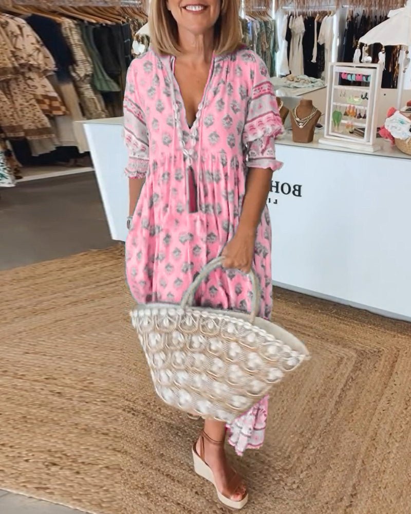 Chic Floral V-Neck Dress Midi