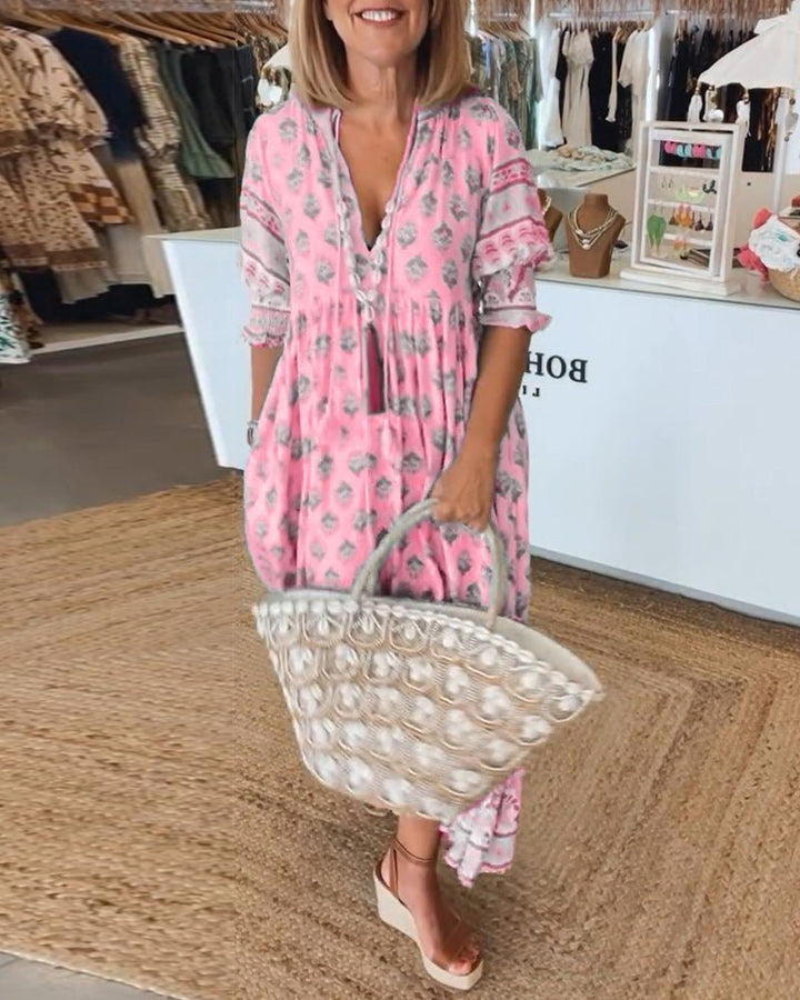 Chic Floral V-Neck Dress Midi