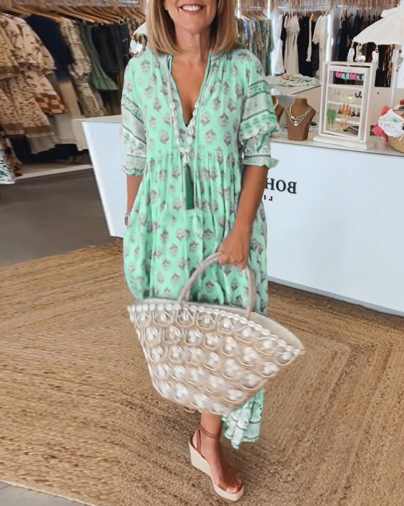 Chic Floral V-Neck Dress Midi