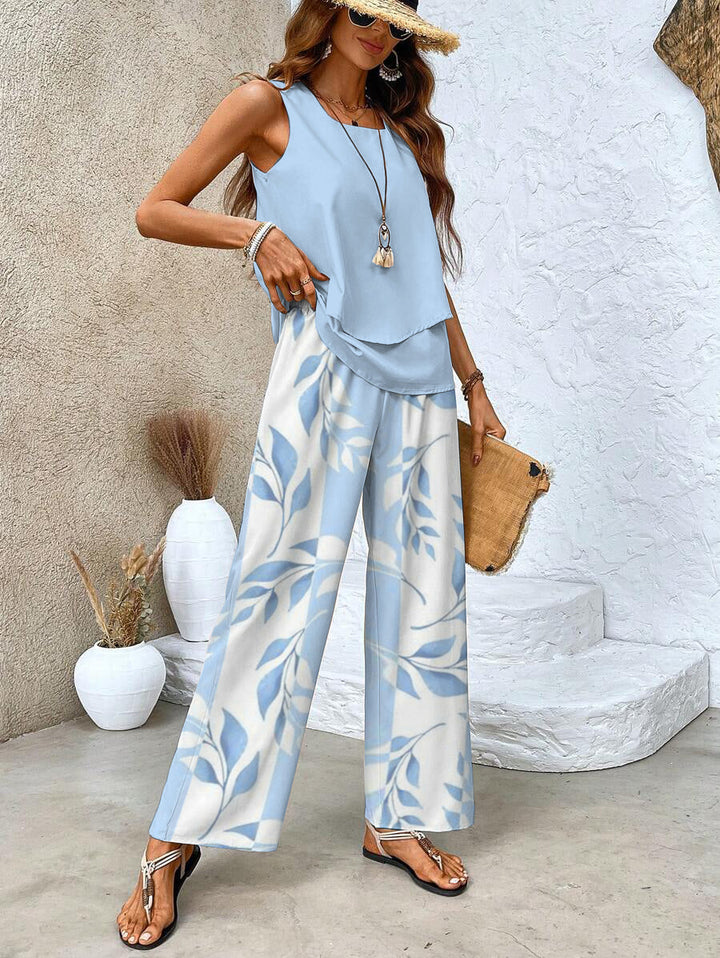 Two -part sleeveless women's top and straight cut pants | Chic 2