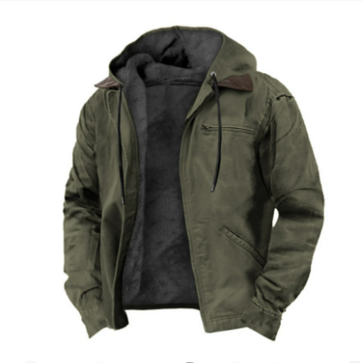 Hooded Jacket with Classic Cut and Zip Closure for Men