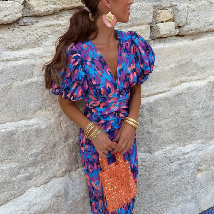 Women's Printed Wedding Guest Maxi Dress