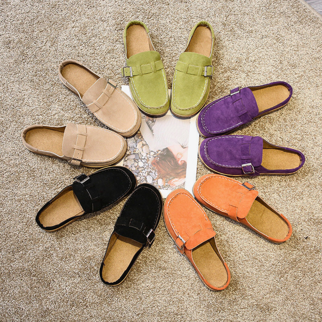 Ivy | Women's Suede Slip On Shoes Adjustable Strap