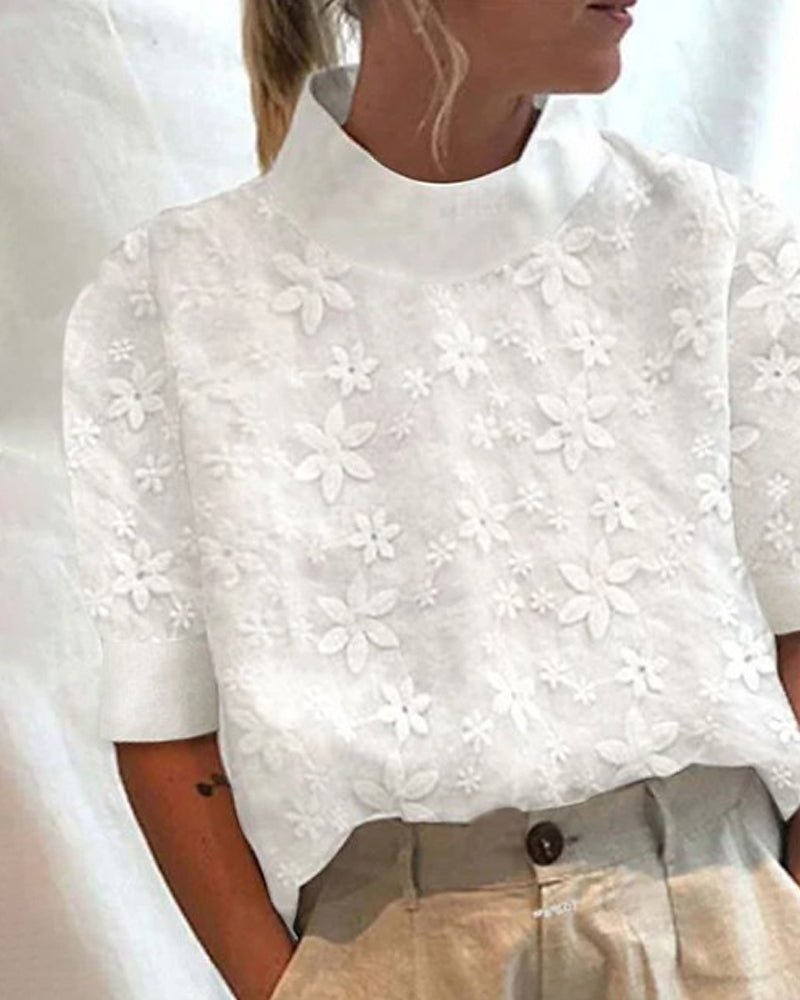 Women's Floral Stand Collar Blouse