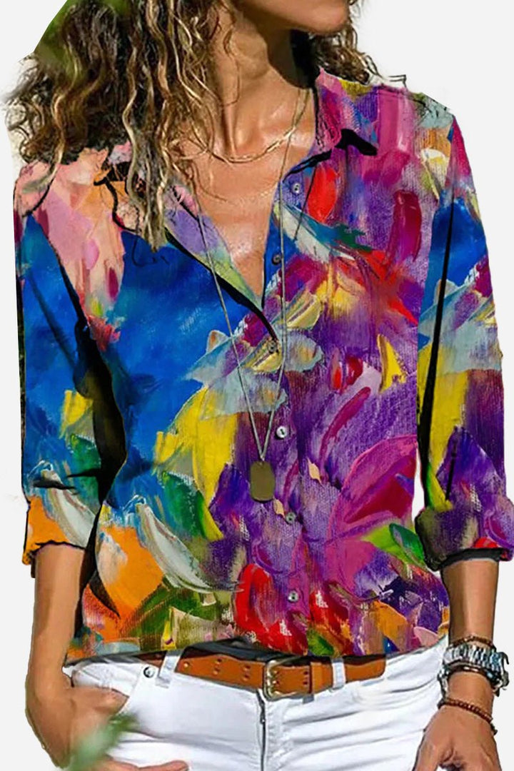 Women's Colorful Striped Button Shirt