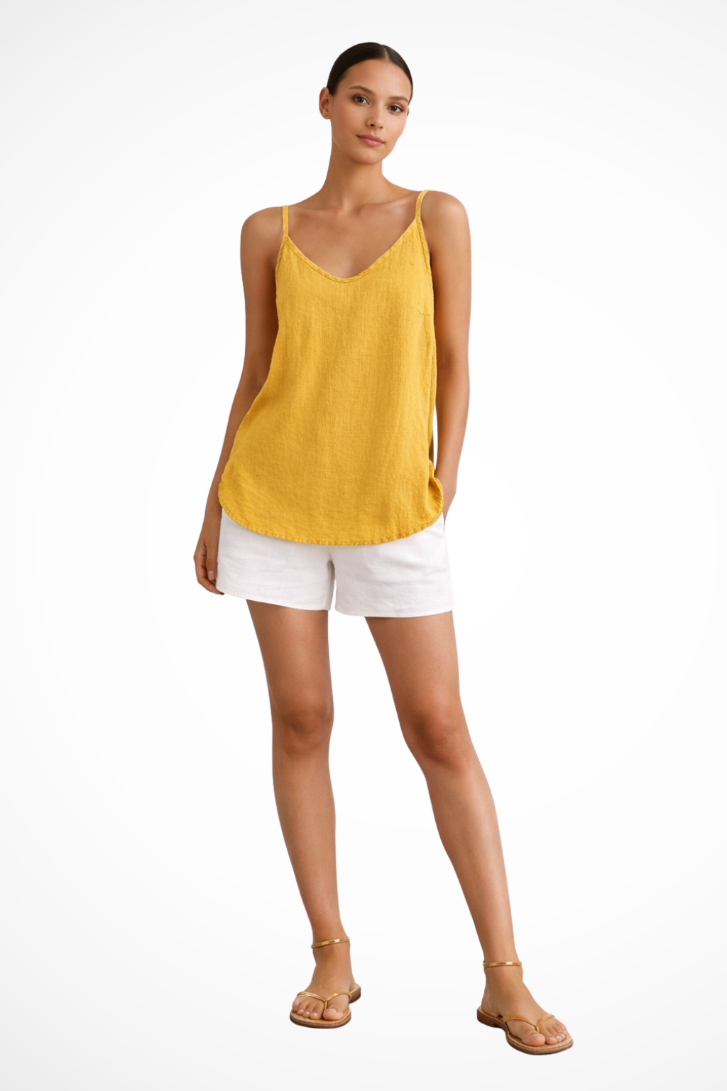 Lily | Women's Linen Camisole Top Spaghetti Strap