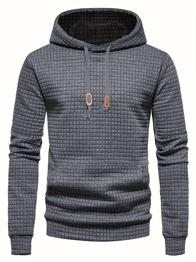 Waffle Pattern Hoodie with Relaxed Everyday Design for Men