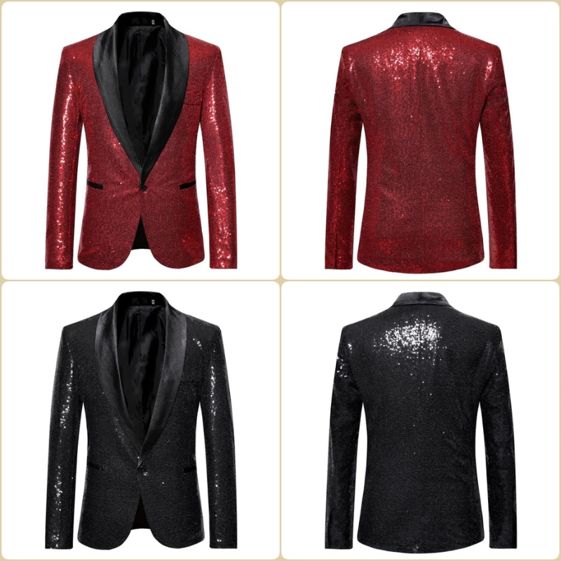 Sequin Evening Coat with Modern Cut for Men