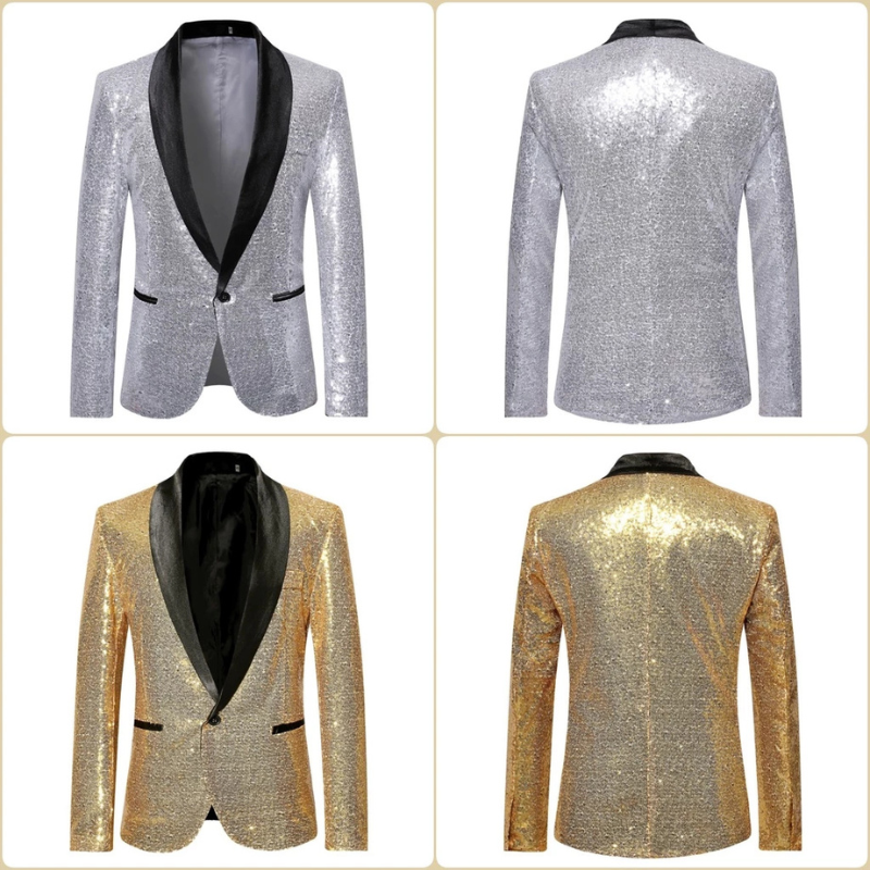 Sequin Evening Coat with Modern Cut for Men