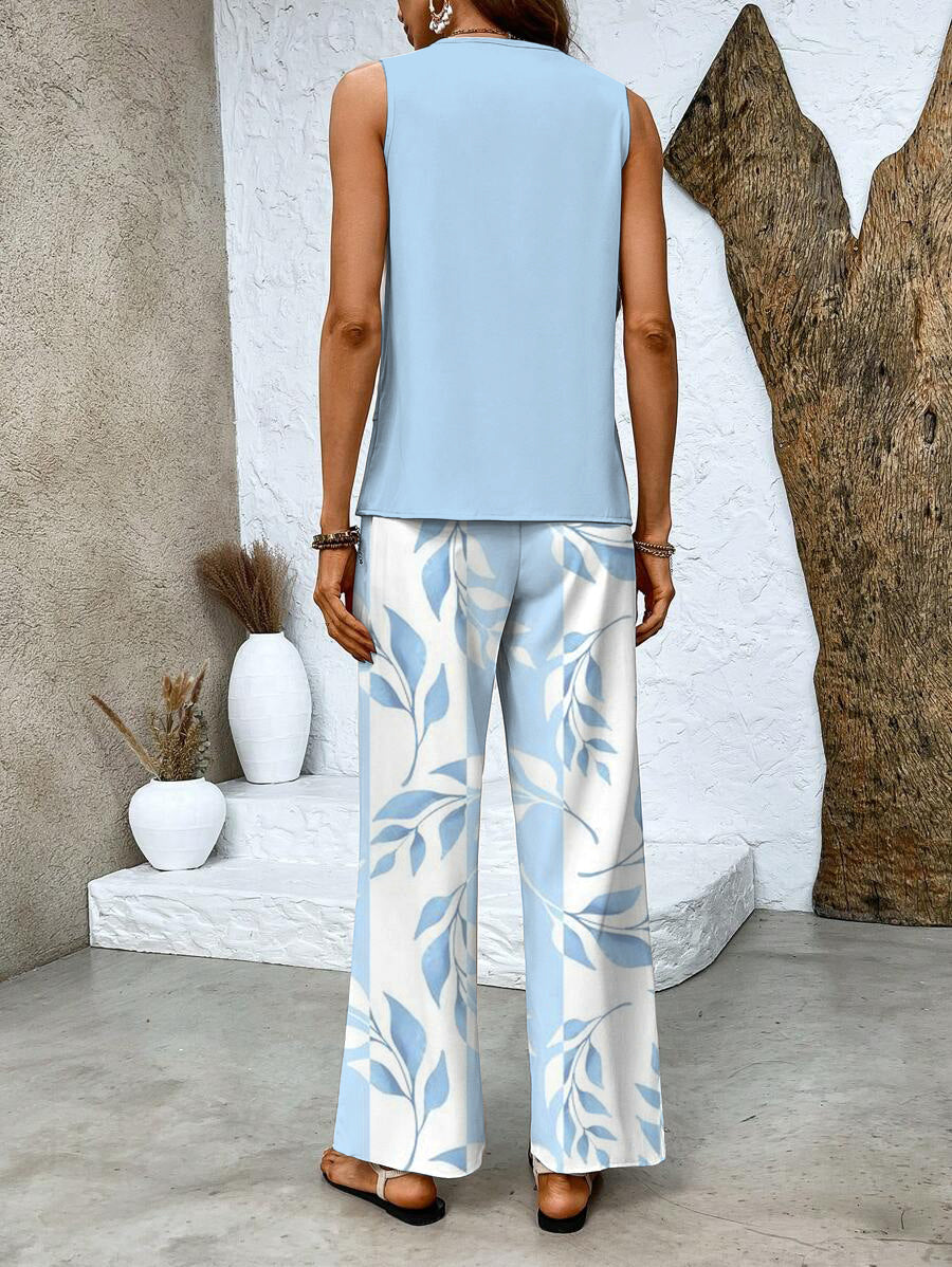 Two -part sleeveless women's top and straight cut pants | Chic 3