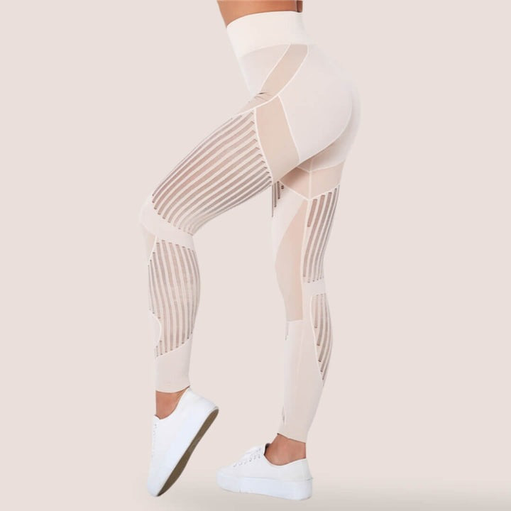 Textured Leggings with High Waist Design and Full Length Cut for Women