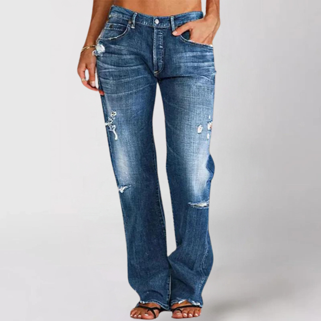 Loose Fit Jeans with Straight Leg and Ankle Length for Women