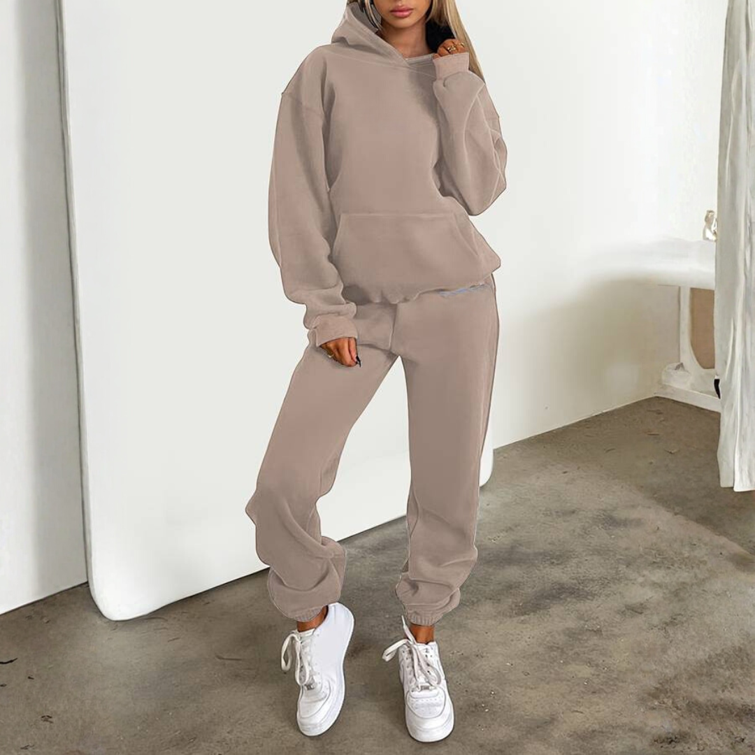 Winter Tracksuit Set with Matching Top and Jogger Pants for Women