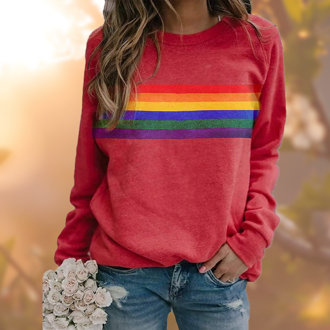 Retro Rainbow Sweatshirt for Women | Cozy and Colorful Style