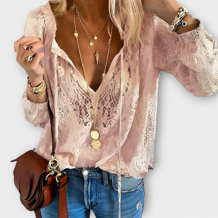 Women's Lace V-Neck Boho Blouse