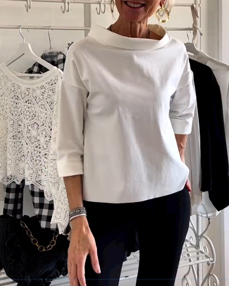 Women's Elegant Blouse | Versatile High Collar Design-3