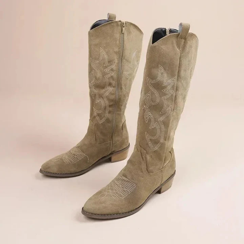 Tall Western Boots with Decorative Stitching for Women