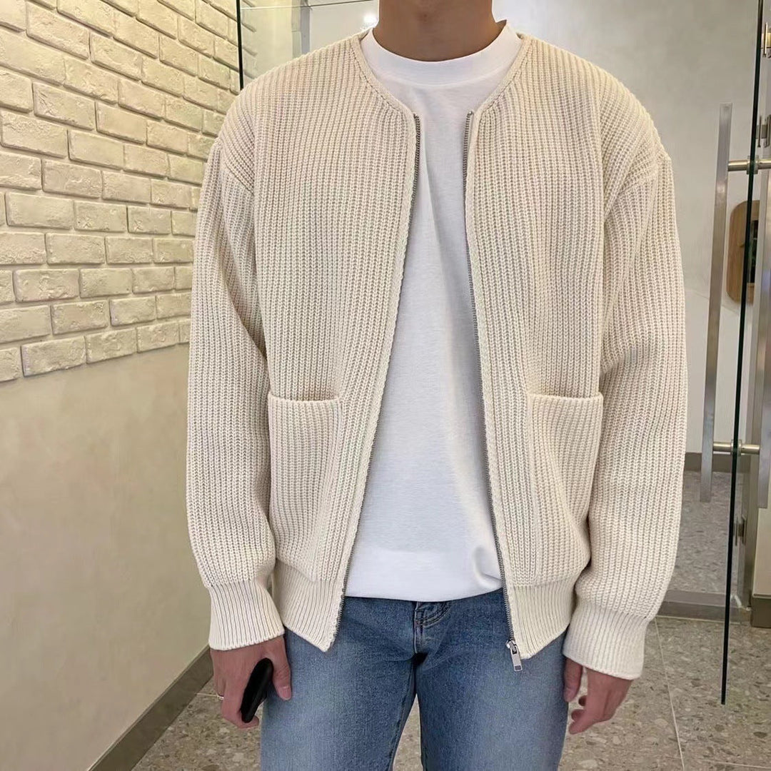 Modern Knit Cardigan with Textured Design for Men