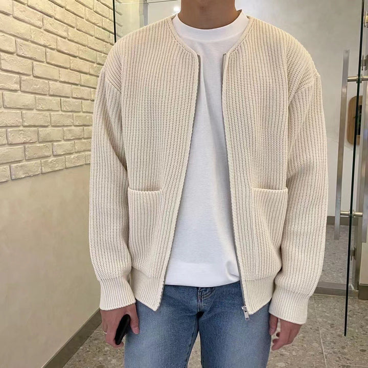 Modern Knit Cardigan with Textured Design for Men